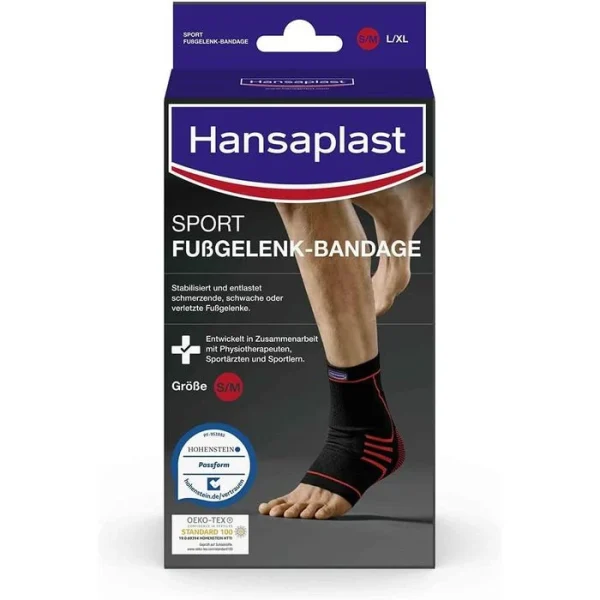 Hansaplast Fußbandage Sport, Sprunggelenk, Rechts & Links, Schwarz, Größe S/M 5