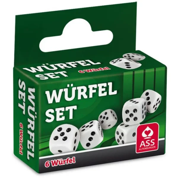 ASS Würfel Altenburger, 22574019, Weiß, Augenwürfel, 15mm Kantenlänge, 6 Stück 1