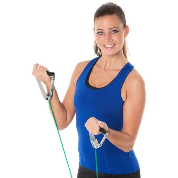 THERABAND Fitnessband Tubing, 1,4m, Super Starker Widerstand, Mit Festen Griffen 4