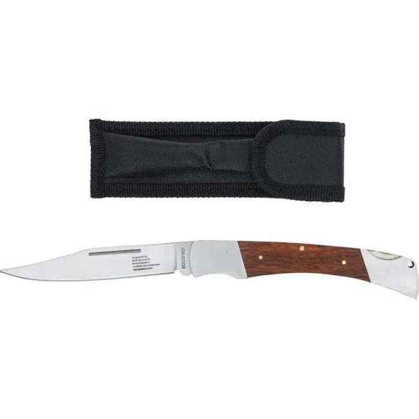 BGS-technic Klappmesser Ranger DIY 2080, Klingenlänge 12 Cm, Holzgriff Und Nylon-Tasche 4