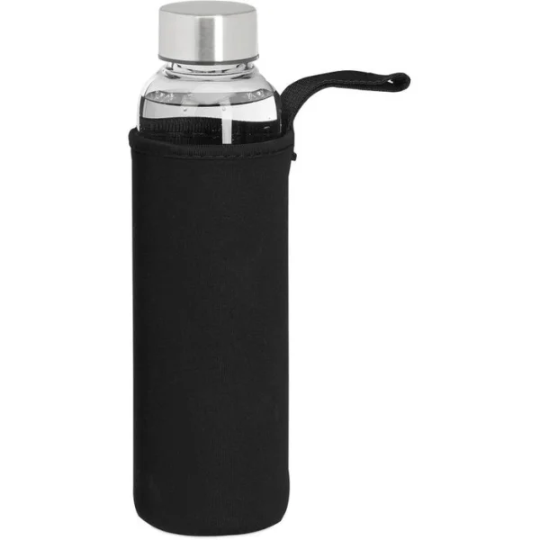 Relaxdays Trinkflasche 10029992, Mit Hülle, 0,5 L, Borosilikatglas, Transparent, Set, 6 Stück 3