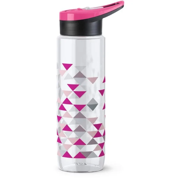 Emsa Trinkflasche Drink2Go Tritan Triangle N30310, 0,7 L, Kunststoff, Transparent / Pink 1