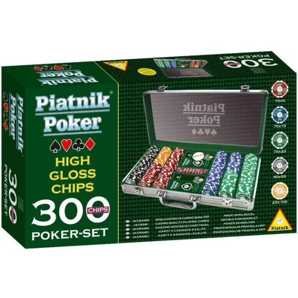 Piatnik Pokerkoffer 7903, 300 Chips, Aluminium-Koffer, 2 Decks, Dealer Button, Würfel 3