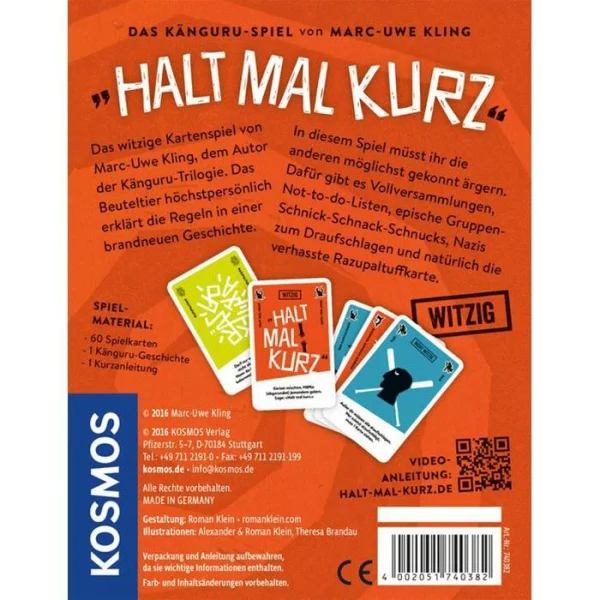 Kosmos Kartenspiel 740382, Halt Mal Kurz, Das Känguru-Spiel, Ab 12 Jahre, 3-5 Spieler 4
