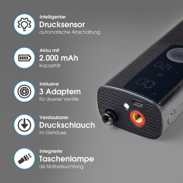 XLayer Luftpumpe 219008, Air Compressor, Akkupumpe, Mit Manometer 7