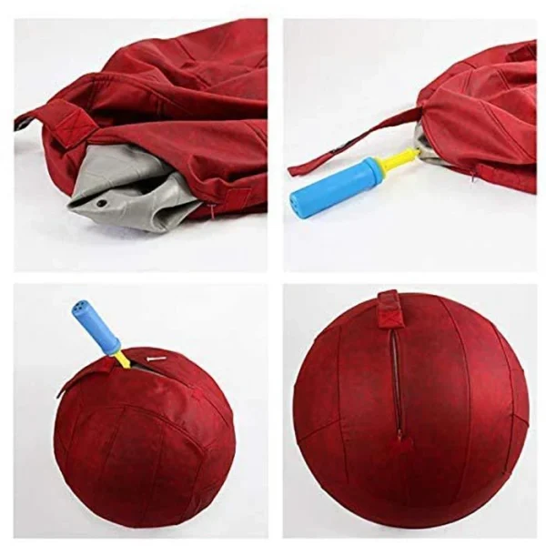 Cooldot Sitzball Burgund, 65cm, Büro, Lederoptik, Antibakteriell, Ergonomisch 5
