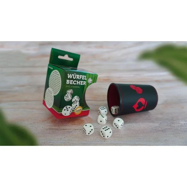 ASS Würfel Altenburger, Premium Würfelbecher-Set, Würfelbecher Aus Kunstleder Mit 6 Augenwürfeln 3