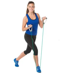 THERABAND Fitnessband Tubing, 1,4m, Super Starker Widerstand, Mit Festen Griffen 12
