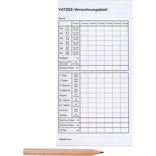 Piatnik Würfel 296659, Würfelpoker-Set, 5 Augenwürfel, Würfeltablett, Block & Lederbecher 5