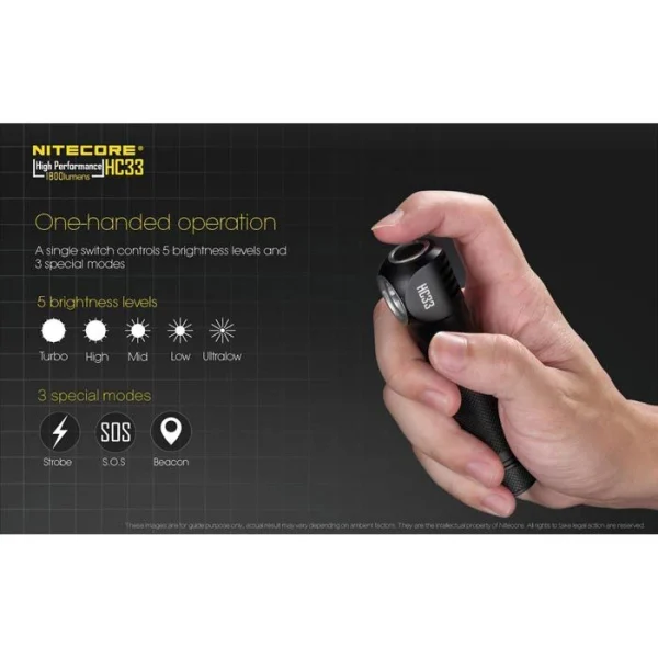 Nitecore Stirnlampe HC33 LED, 1800 Lumen, Akku, Wasserdicht 5