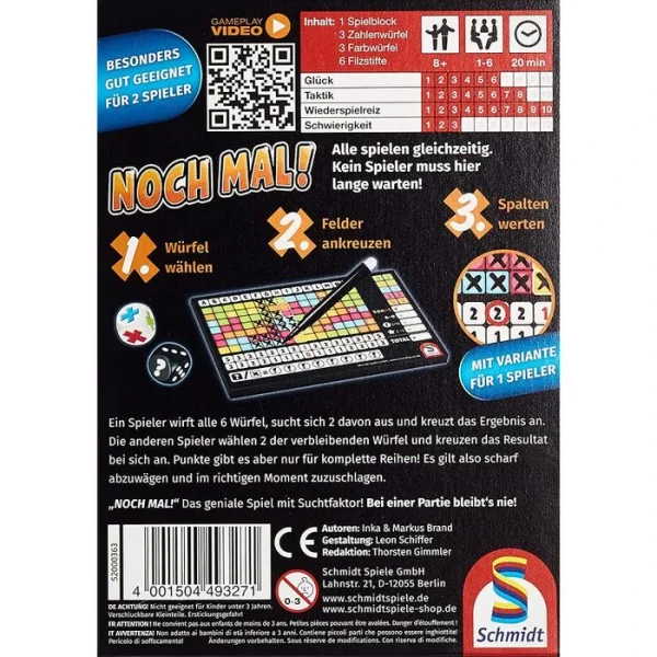 Schmidt Spiele Schmidt-Spiele Würfelspiel Noch Mal!, Ab 8 Jahre, 1-6 Spieler 4