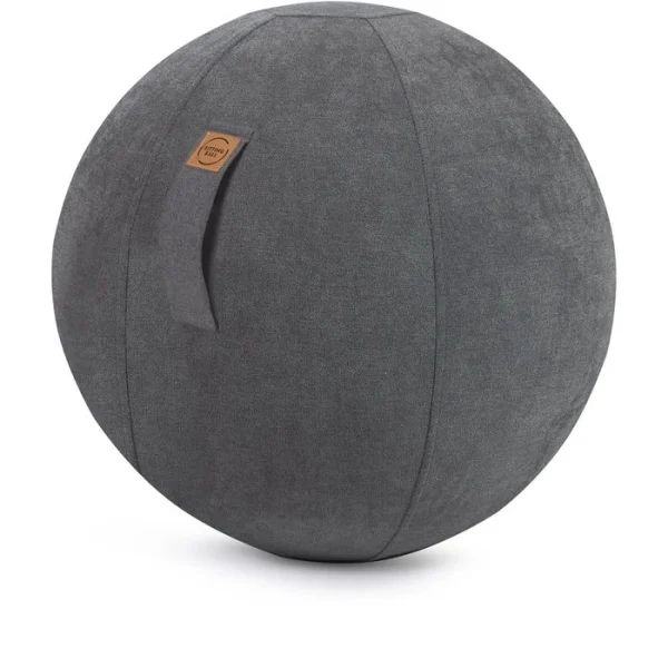 Sitting-Ball Sitzball ALFA 65cm, Veloursoptik, Büro, Ergonomisch, Anthrazit 1