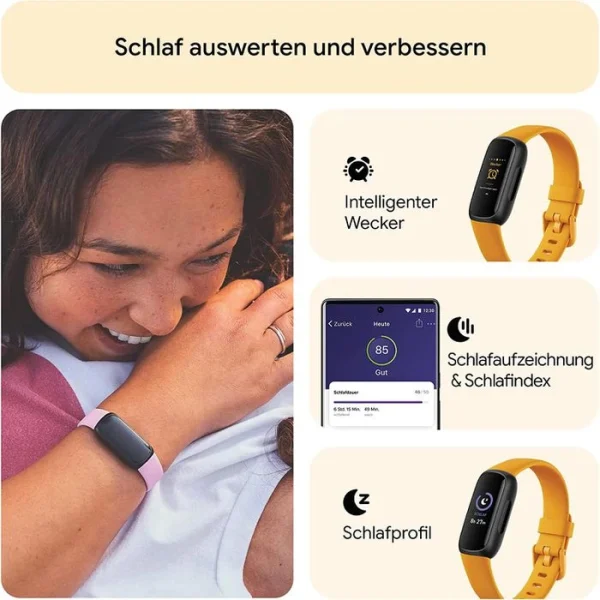 Fitbit Fitness-Tracker Inspire 3 Morgensonne, Puls-, SpO2-Messung, AMOLED, Wasserdicht 6