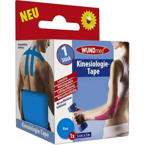 WUNDmed Kinesio-Tape Blau, 5m X 5 Cm, Wasserfest, Elastisch 1