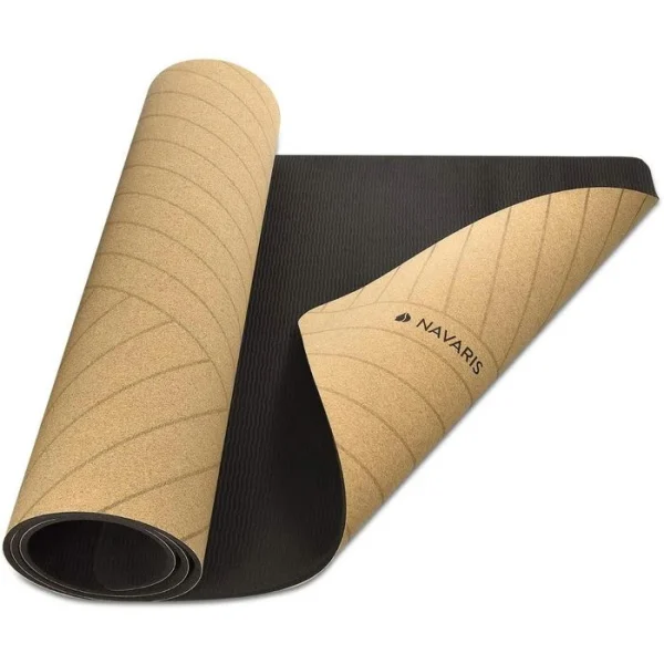 Navaris Gymnastikmatte Kork Linien, 183 X 61 X 0,5cm, Braun 5