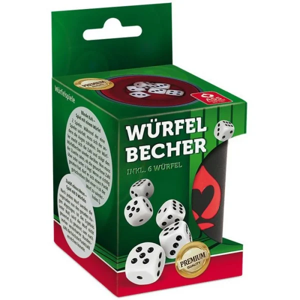 ASS Würfel Altenburger, Premium Würfelbecher-Set, Würfelbecher Aus Kunstleder Mit 6 Augenwürfeln 1