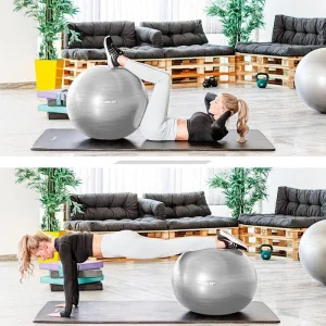 Movit Gymnastikball Dynamic Ball, 55cm, Belastbar Bis 500kg, Mit Pumpe, Silber 15