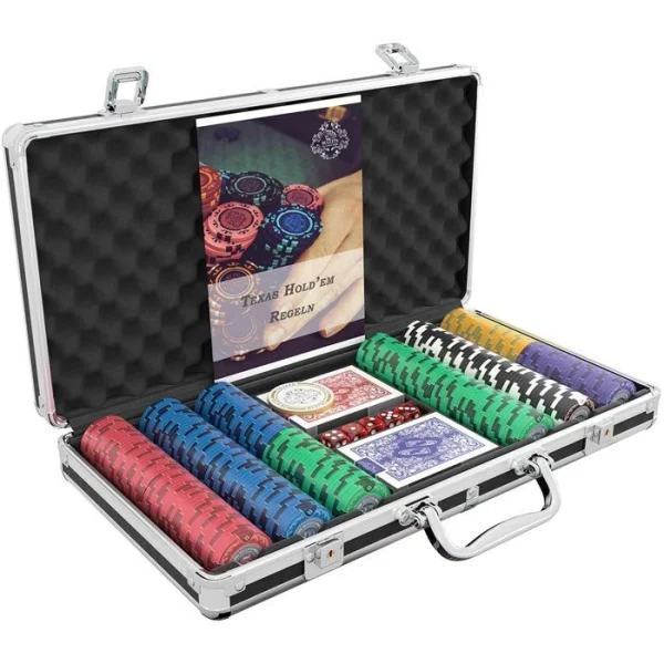 Bullets Pokerkoffer BG-PS-0007 Tony 300 Chips, Alu-Koffer, 2 Decks Plastikkarten, Dealer Button 3