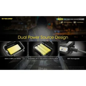 Nitecore Stirnlampe NU35 Dual Power LED, 460 Lumen, USB, Akku + Batterie, Rotlicht 12