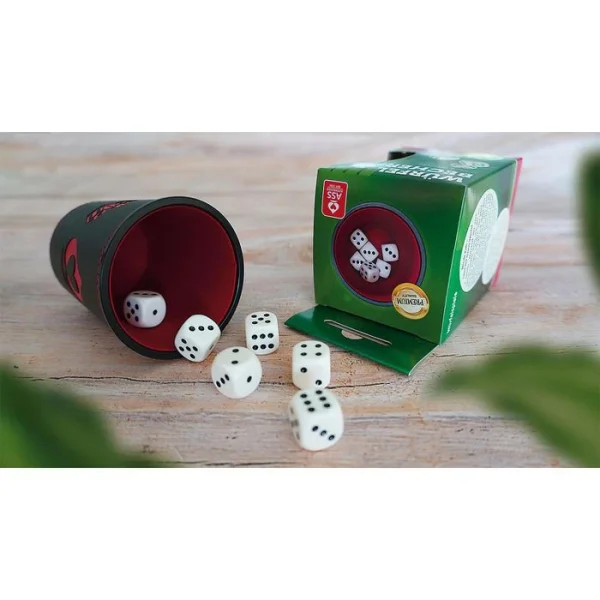 ASS Würfel Altenburger, Premium Würfelbecher-Set, Würfelbecher Aus Kunstleder Mit 6 Augenwürfeln 5