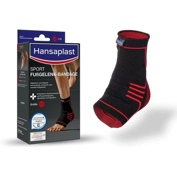 Hansaplast Fußbandage Sport, Sprunggelenk, Rechts & Links, Schwarz, Größe S/M 4