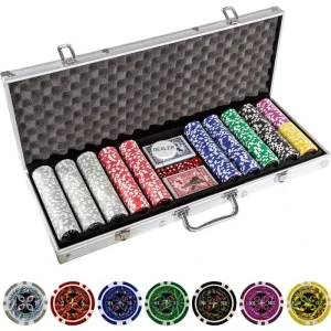 Maxstore Pokerkoffer 20030017, 500 Chips, Aluminium-Koffer, 2 Decks, Dealer Button, Würfel 9