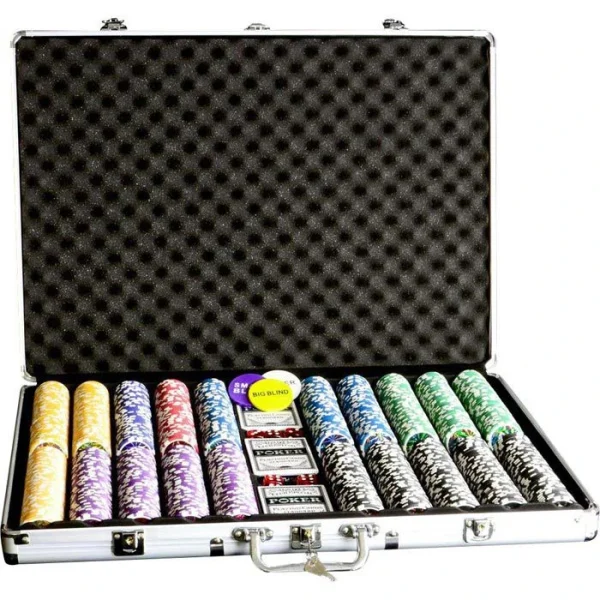 Nexos Pokerkoffer FP32516, 1000 Chips, Aluminium-Koffer, 3 Decks, Dealer Button, Würfel 1