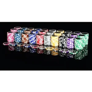 Nexos Pokerchips OCEAN-CHAMPION-CHIP, 50 Stück, Laserchips, Metallkern, 12g, Ø 4cm, Blau, Wert 10 15