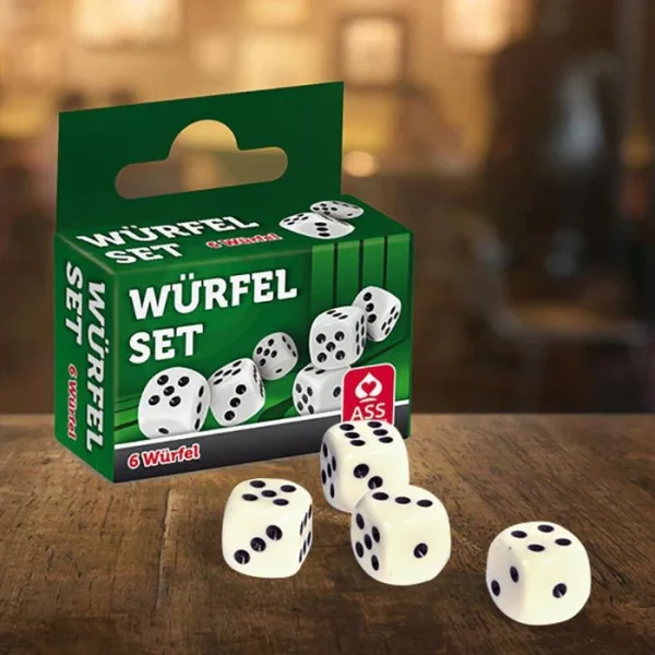 ASS Würfel Altenburger, 22574019, Weiß, Augenwürfel, 15mm Kantenlänge, 6 Stück 4