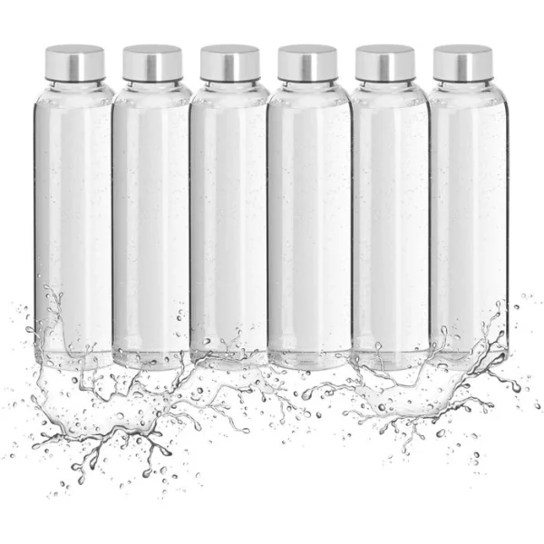 Relaxdays Trinkflasche 10029992, Mit Hülle, 0,5 L, Borosilikatglas, Transparent, Set, 6 Stück 1