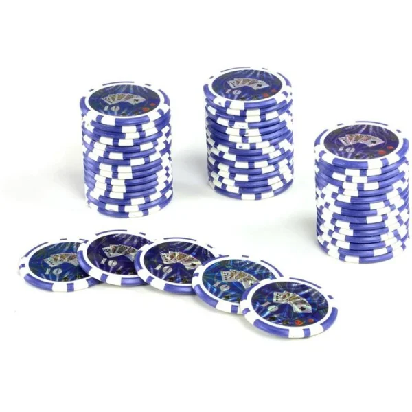 Nexos Pokerchips OCEAN-CHAMPION-CHIP, 50 Stück, Laserchips, Metallkern, 12g, Ø 4cm, Blau, Wert 10 1
