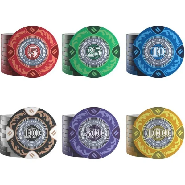 Bullets Pokerkoffer BG-PS-0007 Tony 300 Chips, Alu-Koffer, 2 Decks Plastikkarten, Dealer Button 4
