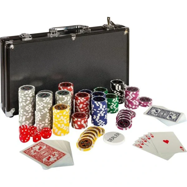 Maxstore Pokerkoffer 20030018 BLACK EDITION, Aluminium-Koffer, 2 Decks, Würfel, 300 Chips 1