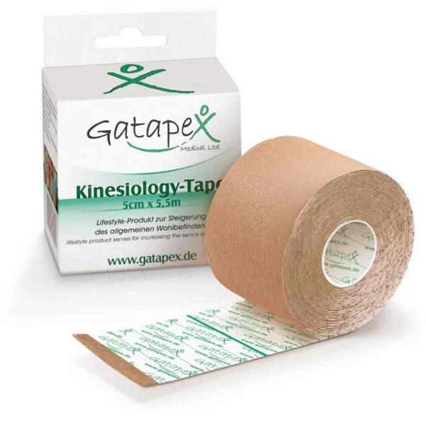 Gatapex Kinesio-Tape Hautfarben, 5,5m X 5cm, Wasserfest, Elastisch 1