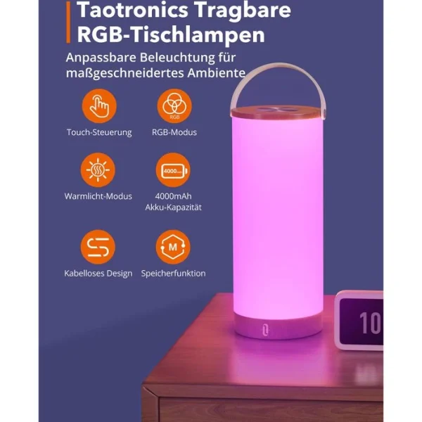 TaoTronics Campinglampe TT-DL23 Pro LED, 300 Lumen, Dimmbar, RGB, Spritzwassergeschützt 3