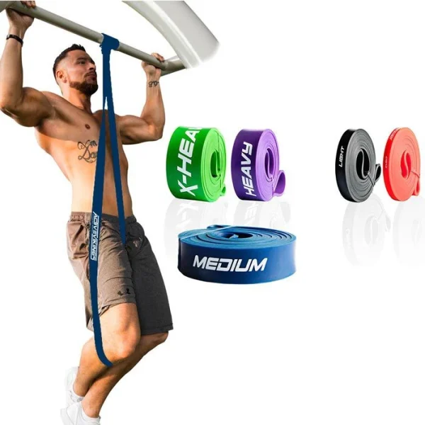 ActiveVikings Fitnessband Pull-Up, 1m, Mittlerer Widerstand, Blau, Loop 1