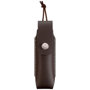 Opinel Klappmesser No.10 Inox Slim-Line, Set, Mit Leder-Etui, Klingenlänge 9,5cm, Olive, Braun 9