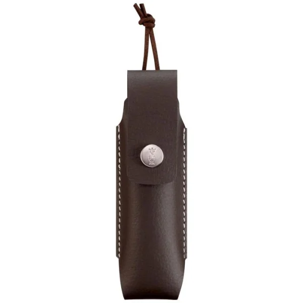 Opinel Klappmesser No.10 Inox Slim-Line, Set, Mit Leder-Etui, Klingenlänge 9,5cm, Olive, Braun 4