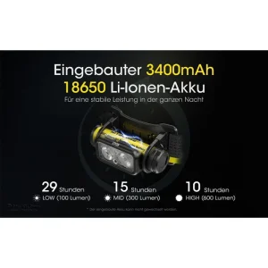 Nitecore Stirnlampe NU43 LED, 1.400 Lumen, USB, Akku, Rotlicht 16