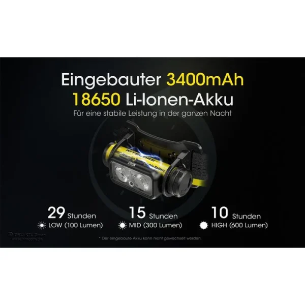 Nitecore Stirnlampe NU43 LED, 1.400 Lumen, USB, Akku, Rotlicht 5