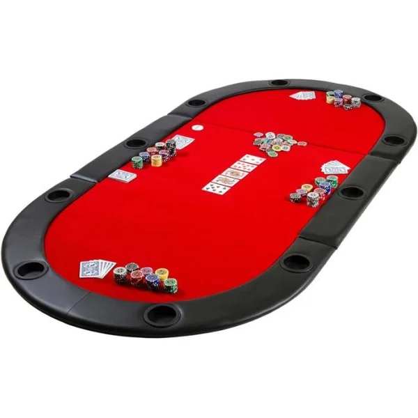Maxstore Pokermatte 20030106a, 208 X 106 Cm, Oval, 10 Spieler, Rot 3