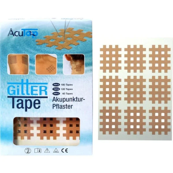 AcuTop Gittertape Typ A, Hautfarben, 2,7 X 2,1cm, 180 Strips 1