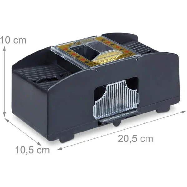 Kartenmischmaschine Relaxdays Elektrisch, Kartenformat 6,5 X 9 Cm, Für 2 Decks 6