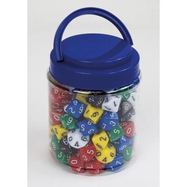 TimeTex Würfel 93636, Einer 0-9, Bunt, 10-seitig, Zahlenwürfel, Ø 20mm, 100 Stück 3