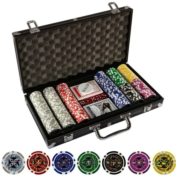 Maxstore Pokerkoffer 20030018 BLACK EDITION, Aluminium-Koffer, 2 Decks, Würfel, 300 Chips 3