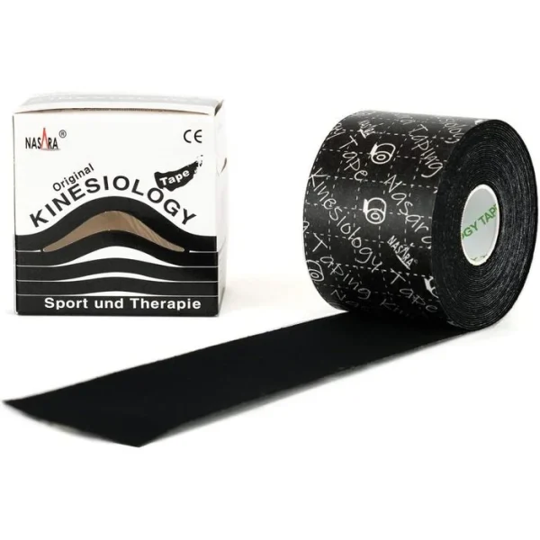 Nasara Kinesio-Tape Original, Schwarz, 5m X 5cm, Wasserfest, Elastisch 1