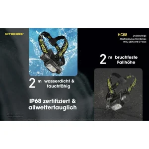 Nitecore Stirnlampe HC68 LED, 2.000 Lumen, USB, Akku, Rotlicht 22