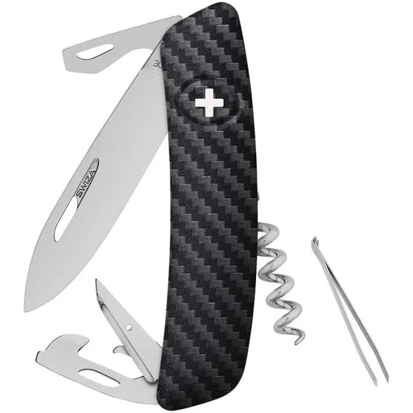 SWIZA Taschenmesser D03 Allmatt Carbon, Schwarz, 11 Funktionen 1