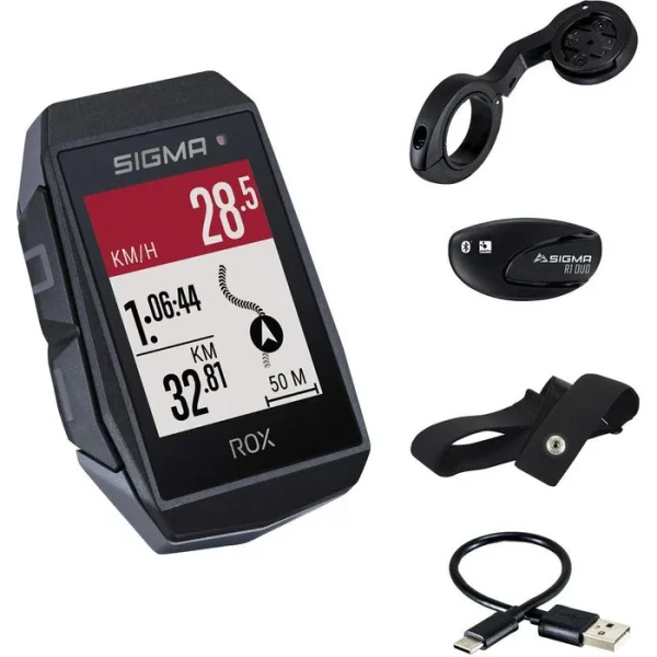 Sigma Fahrradcomputer ROX 11.1 Evo GPS, HR Set, Kabellos, Schwarz, Mit GPS, Wasserdicht 1