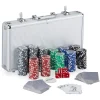 Relaxdays Pokerkoffer 300 Chips, Alu-Koffer, Abschließbar, 2 Decks, Dealer Button 16
